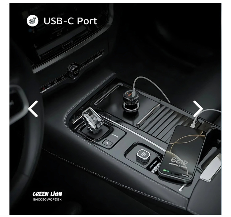 شارژر فندکی دو پورت 50 وات Green Lion مدل Dual Port Car Charger